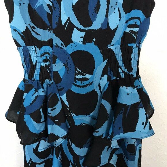 Twenty One Womens Dress Size Small Black& Blue Printed Sleeveless Tank Dress - Picture 4 of 15